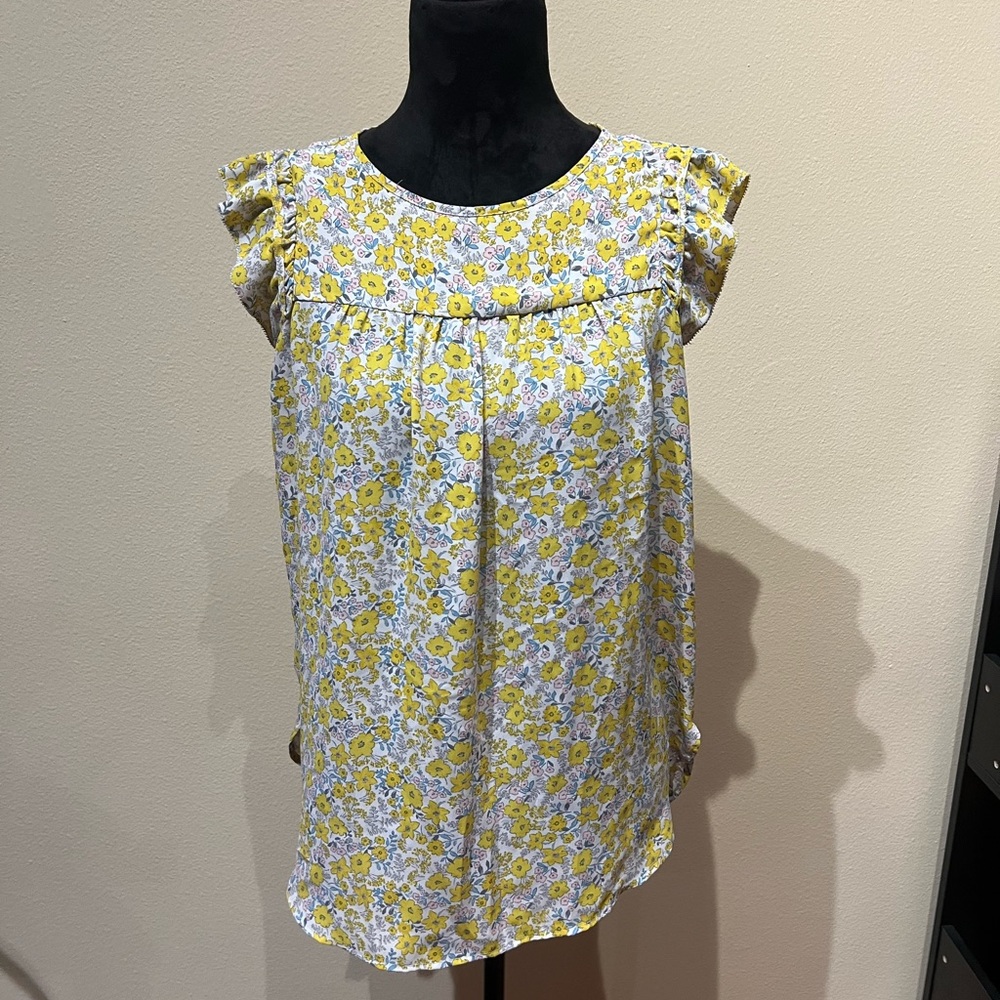 LOFT Yellow and White Floral Blouse
